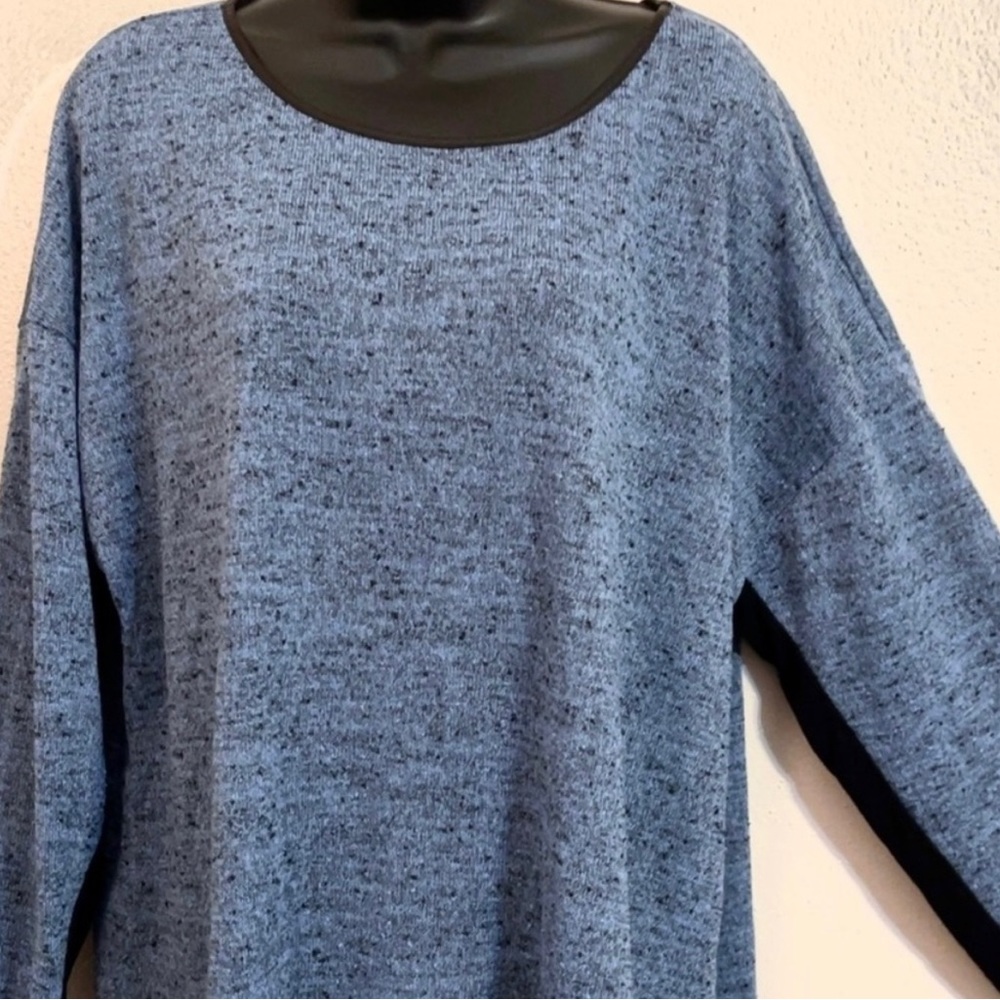 APT.9 Faux Leather Neckline Sporty Look Top